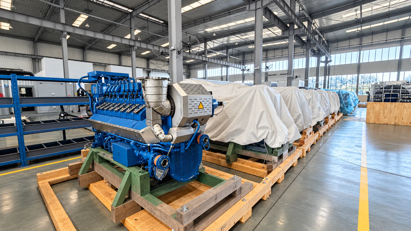 Engine at a production site
