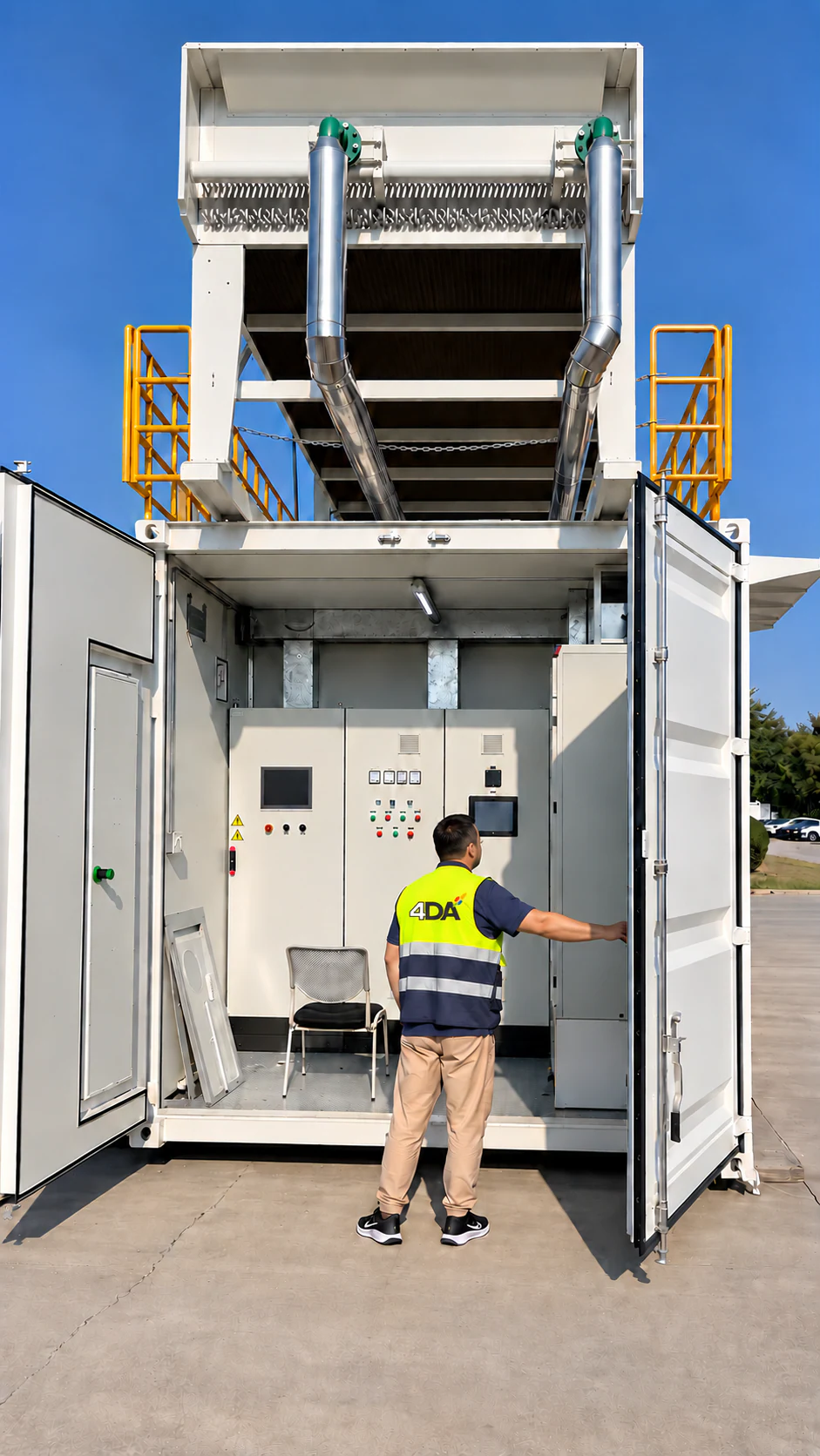 Specialist at a container module control panel